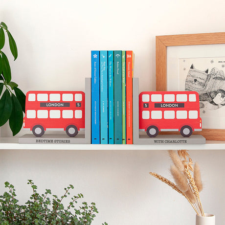 Personalised Double Decker Bus Bookends: 1 - Bookends By Gift Moments