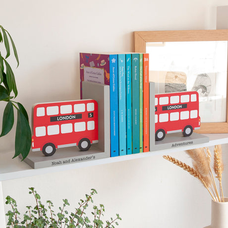 Personalised Double Decker Bus Bookends: 4 - Bookends By Gift Moments