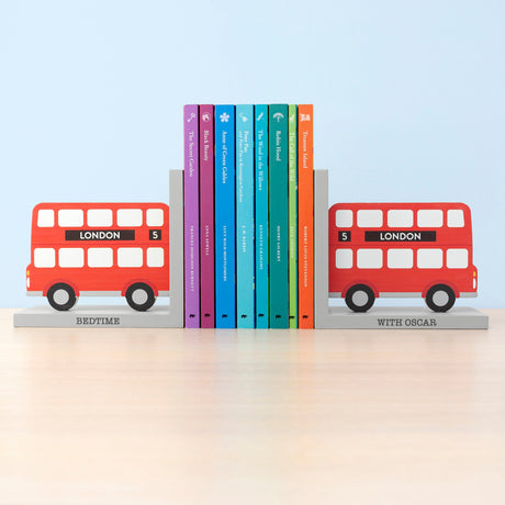 Personalised Double Decker Bus Bookends: 2 - Bookends By Gift Moments