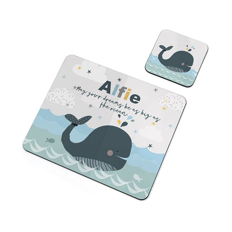 Personalised Kids Whale Placemat & Coaster Set: 3 - Placemats By Gift Moments