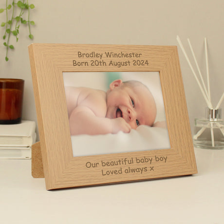 Personalised 5x7 Oak Finish Photo Frame: 1 - Photo Frames By Gift Moments