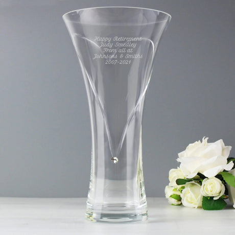 Personalised Large Hand Cut Diamante Heart Vase: 3 - Vases By Gift Moments