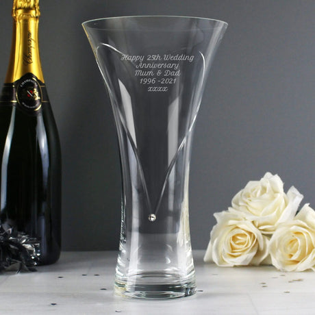 Personalised Hand Cut Diamante Heart Vase: 4 - Vases By Gift Moments