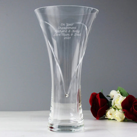 Personalised Hand Cut Diamante Heart Vase: 1 - Vases By Gift Moments