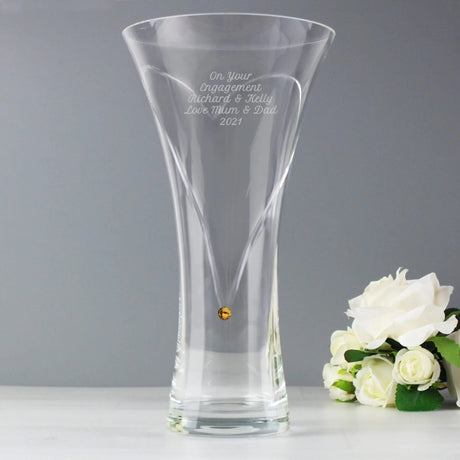 Personalised Gold Diamante Heart Vase: 2 - Vases By Gift Moments