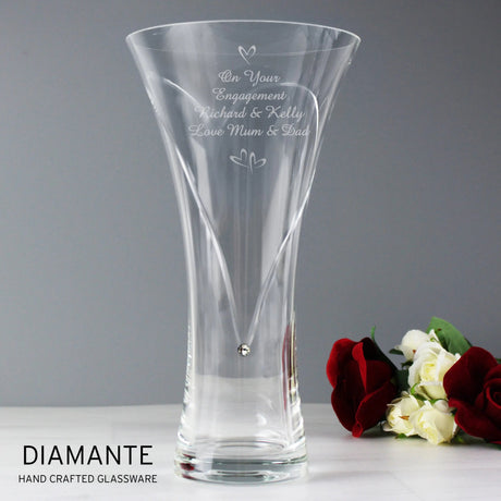 Personalised Large Hand Cut Little Hearts Diamante Vase: 4 - Vases By Gift Moments