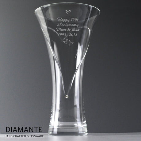 Personalised Large Hand Cut Little Hearts Diamante Vase: 3 - Vases By Gift Moments