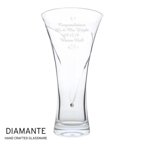 Personalised Large Hand Cut Little Hearts Diamante Vase: 5 - Vases By Gift Moments