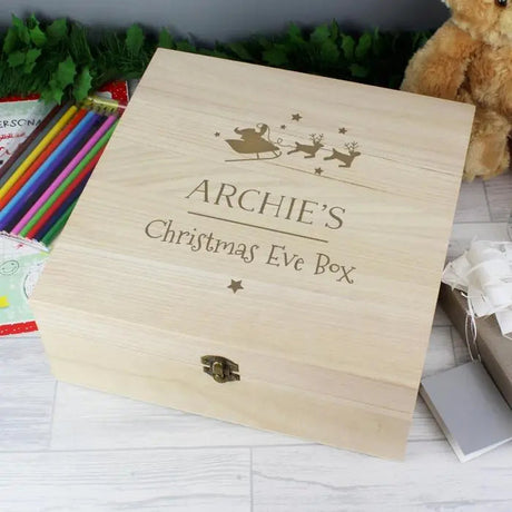 Personalised Large Wooden Christmas Eve Box: 3 - By Gift Moments