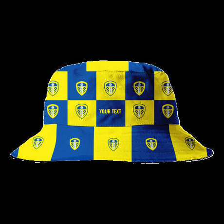 Personalised Leeds United Chequered Bucket Hat: 1 - Caps & Hats By Leeds United