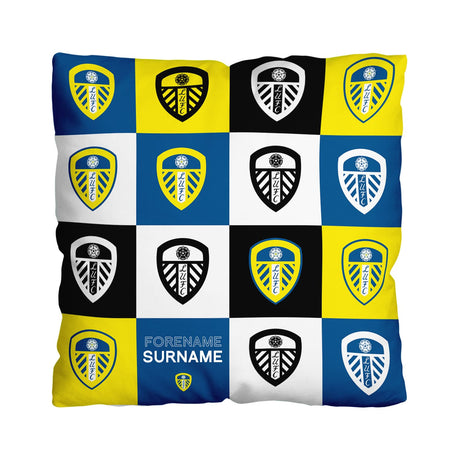 Personalised Leeds United FC Chequered Cushion 18’’: 1 - Cushions By Leeds United