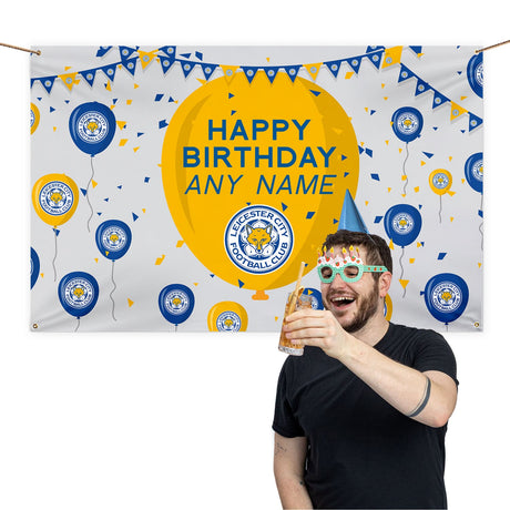 Leicester City FC Personalised Birthday Banner 5ft x 3ft: 1 - Flags & Banners By Leicester City