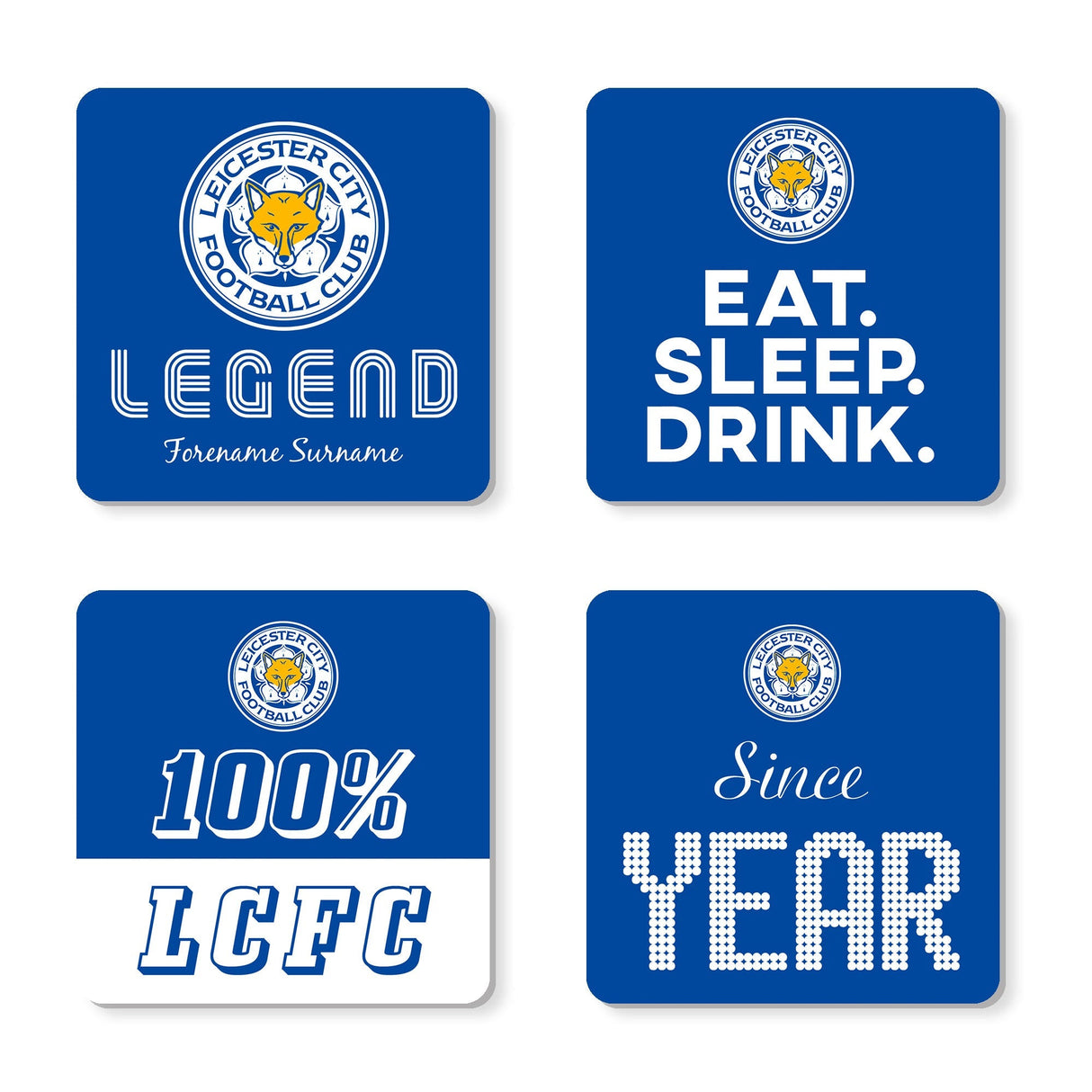 Personalised Leicester City FC Coaster Set: 1 - Coasters By Leicester City