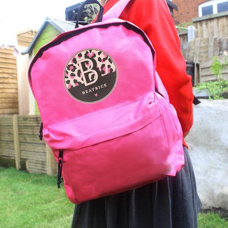 Personalised Pink Leopard Print Backpack: 3 - Kids Bags By Gift Moments