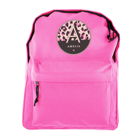 Personalised Pink Leopard Print Backpack: 5 - Kids Bags By Gift Moments