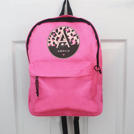 Personalised Pink Leopard Print Backpack: 2 - Kids Bags By Gift Moments