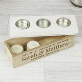 Personalised Our Life Story Triple Tea Light Box: 2 - Candle Holders By Gift Moments