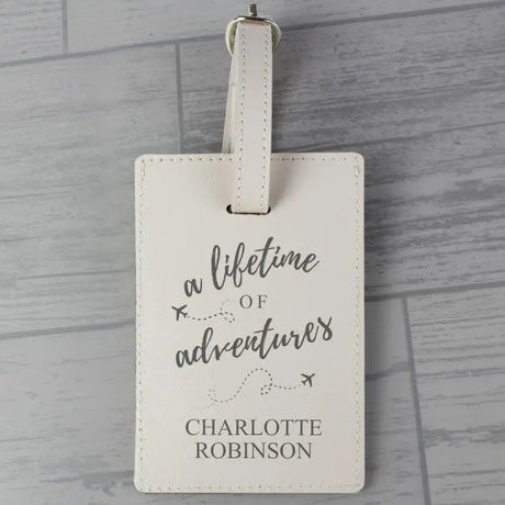 Personalised Cream Leather Luggage Tag: 1 - Luggage Tags By Gift Moments