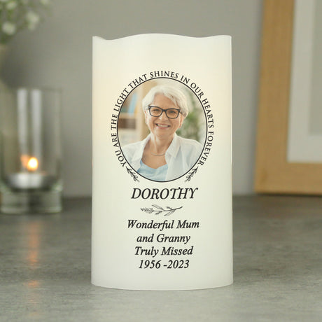 Personalised LED Candle with Photo Upload: 1 - Flameless Candles By Gift Moments