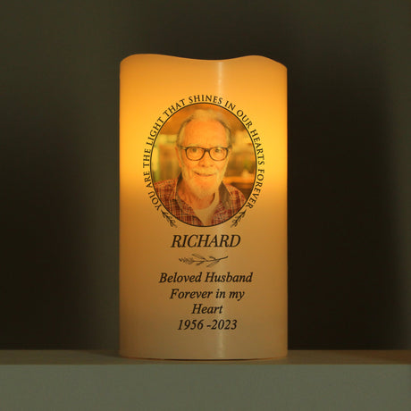 Personalised LED Candle with Photo Upload: 3 - Flameless Candles By Gift Moments