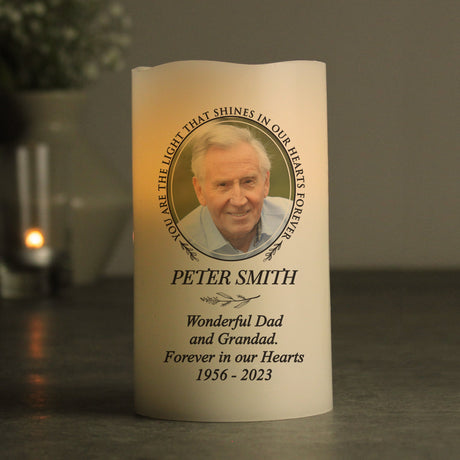 Personalised LED Candle with Photo Upload: 2 - Flameless Candles By Gift Moments