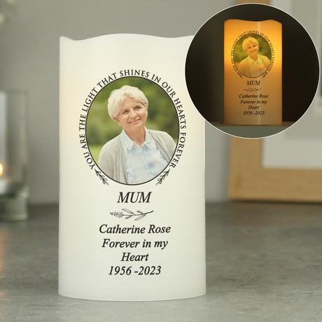 Personalised LED Candle with Photo Upload: 4 - Flameless Candles By Gift Moments