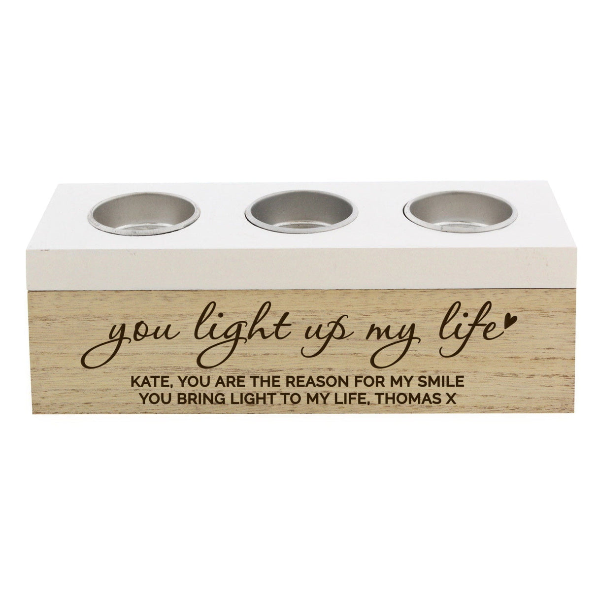 Personalised Triple Tea Light Display Box: 4 - Candle Holders By Gift Moments