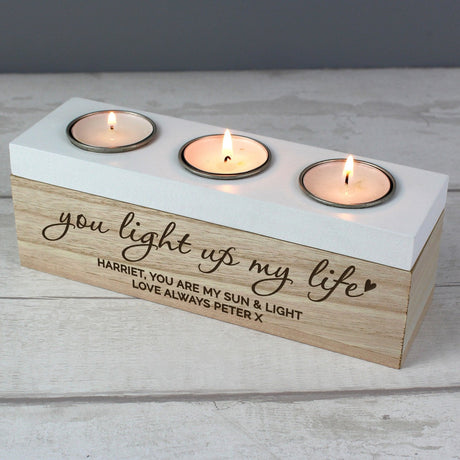 Personalised Triple Tea Light Display Box: 2 - Candle Holders By Gift Moments