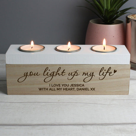 Personalised Triple Tea Light Display Box: 1 - Candle Holders By Gift Moments