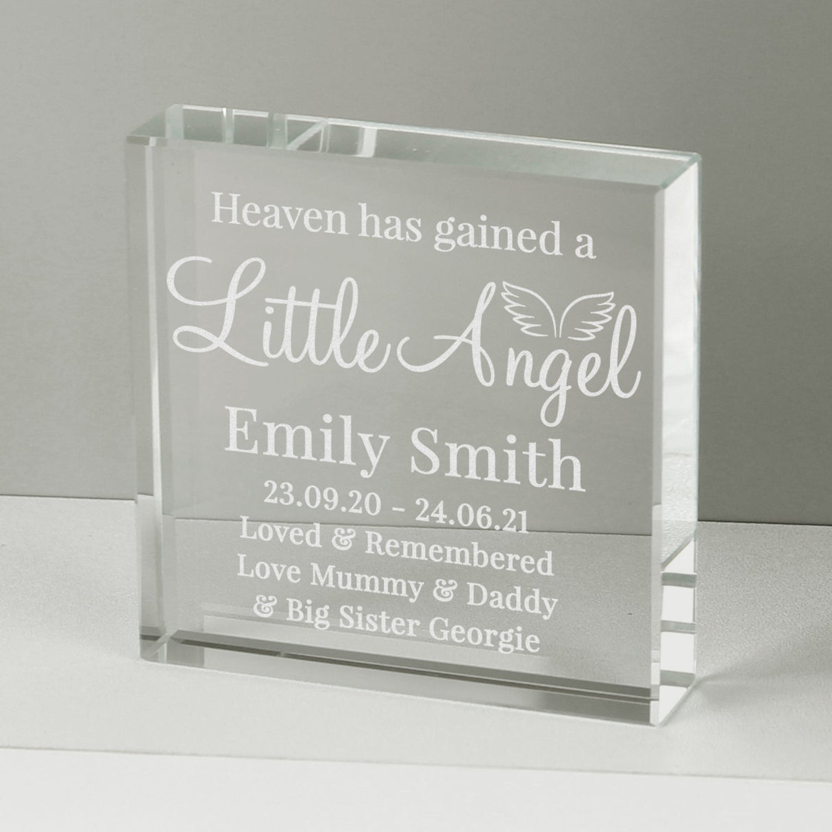 Personalised Little Angel Crystal Memory Token: 2 - Crystal Tokens By Gift Moments