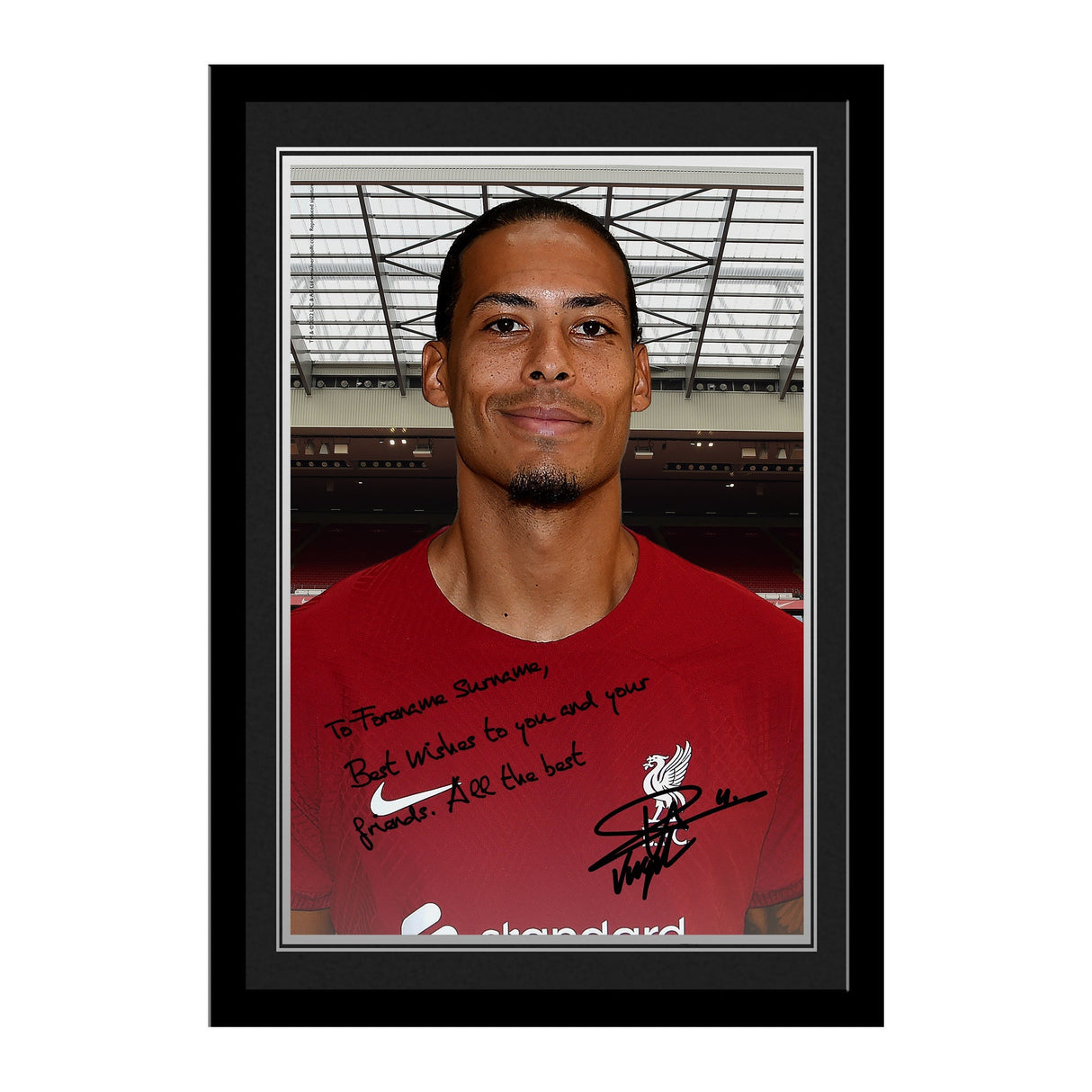 Personalised Van Dijk Autographed Photo Framed: 1 - Framed Prints By Liverpool