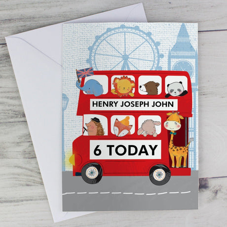 Personalised London Animal Bus Birthday Card: 1 - Greeting Cards By Gift Moments