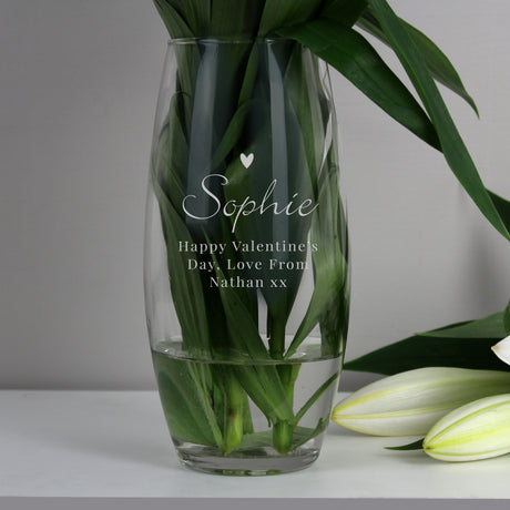 Personalised Love Heart Glass Vase: 3 - Vases By Gift Moments