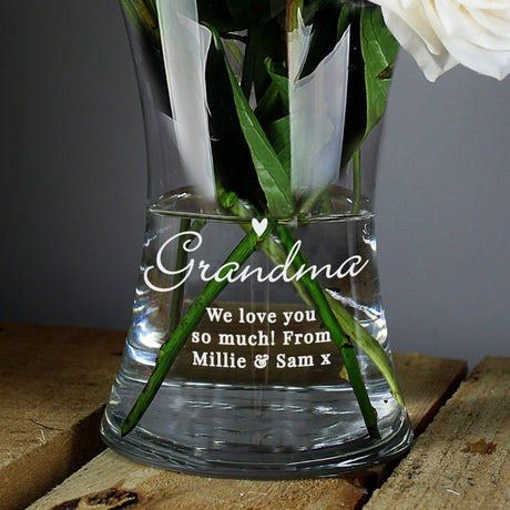 Personalised Heart Glass Vase: 2 - Vases By Gift Moments