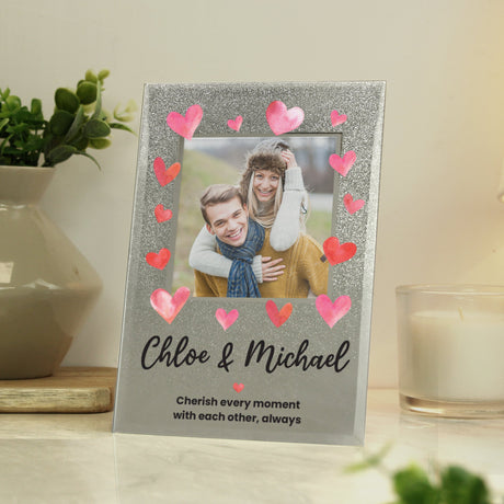 Personalised Love Hearts Glitter Photo Frame: 2 - Photo Frames By Gift Moments