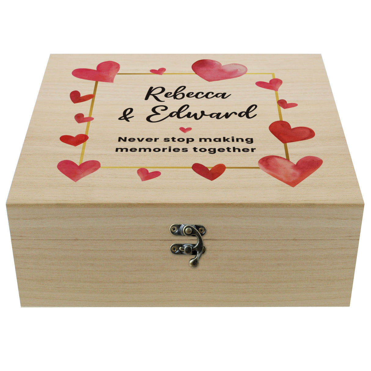 Personalised Love Hearts Keepsake Wooden Box: 5 - Keepsake Boxes By Gift Moments