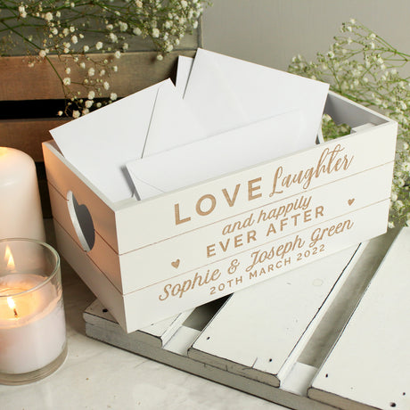 Personalised Love Laughter Wooden Crate: 1 - Storage By Gift Moments