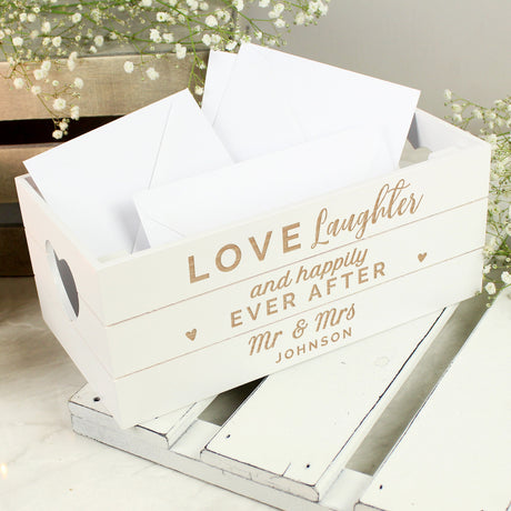 Personalised Love Laughter Wooden Crate: 2 - Storage By Gift Moments