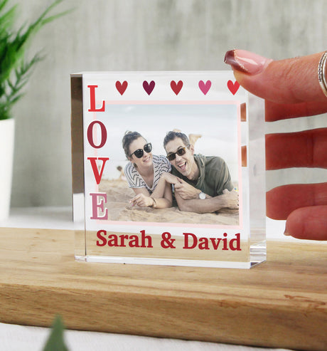 Personalised LOVE Photo Upload Crystal Token: 1 - Ornaments By Gift Moments