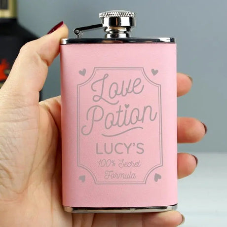 Personalised Pink Love Potion Hip Flask: 1 - Hip Flasks By Gift Moments