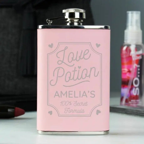 Personalised Pink Love Potion Hip Flask: 5 - Hip Flasks By Gift Moments