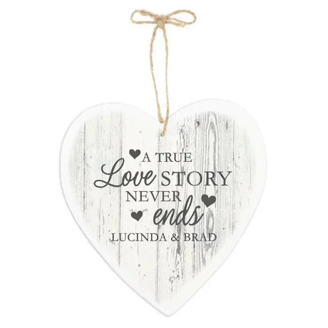 Personalised Love Story Wooden Heart Decoration: 3 - Decorations By Gift Moments