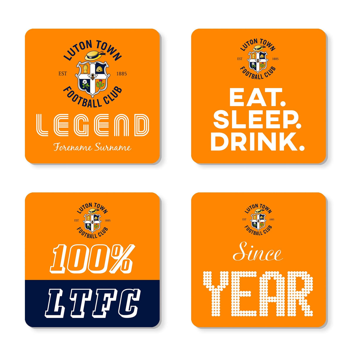 Personalised Luton Town FC Coaster Set: 1 - Coasters By Luton Town