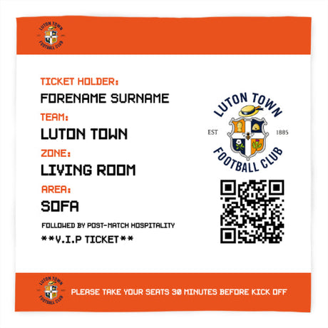 Personalised Luton Town FC Fleece Blanket: 1 - Blankets By Luton Town