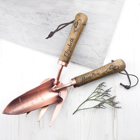 Elegant Personalised Luxe Copper Trowel and Fork Set Default Title - Tools at Gift Moments