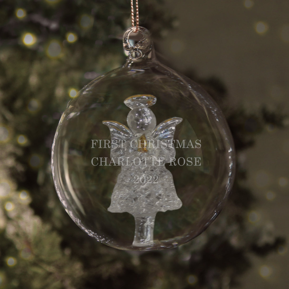 Personalised Luxury Glass Christmas Baubles: 5 - Angel - Christmas Baubles By Gift Moments