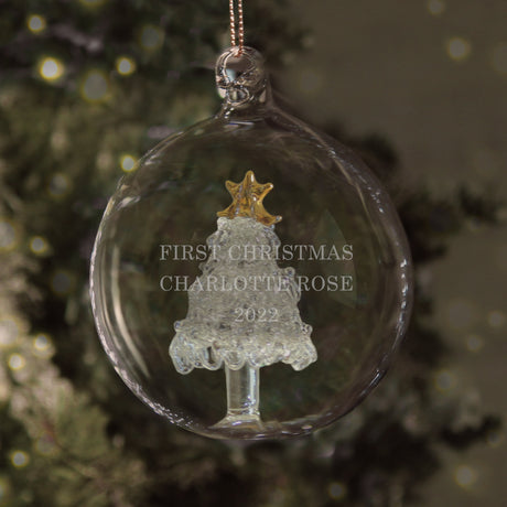 Personalised Luxury Glass Christmas Baubles: 6 - Tree - Christmas Baubles By Gift Moments