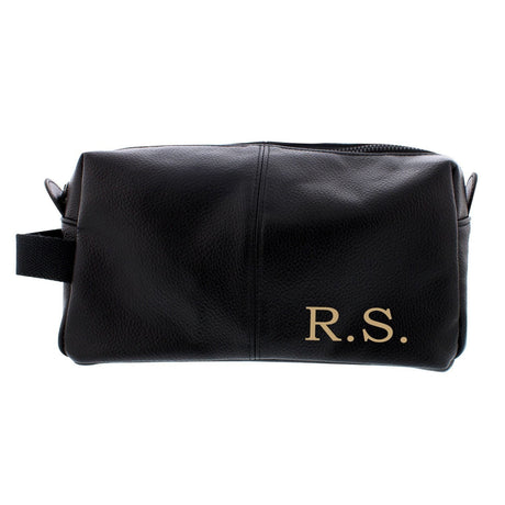 Personalised Black Leatherette Wash Bag: 5 - Toiletry & Makeup Bags By Gift Moments