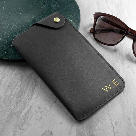 Personalised Luxury Leather Glasses Case: 5 - Black - Glasses Cases By Gift Moments