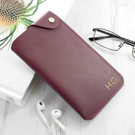 Personalised Luxury Leather Glasses Case: 4 - Burgundy - Glasses Cases By Gift Moments